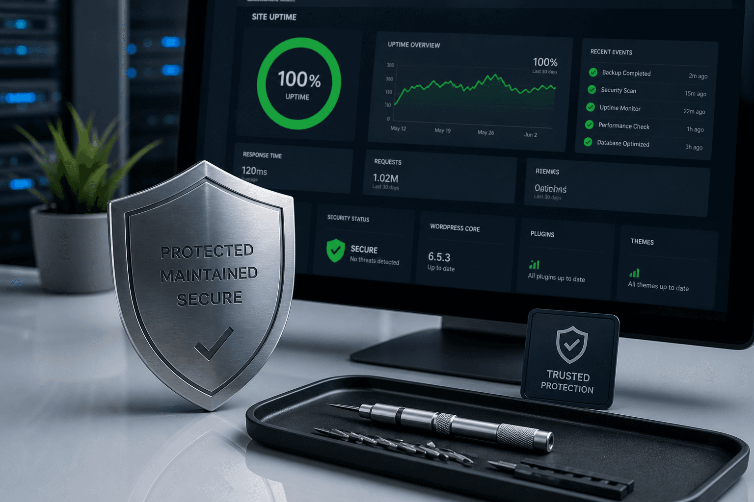 Skjold, verktøy og overvåkingsdashboard — vedlikehold
